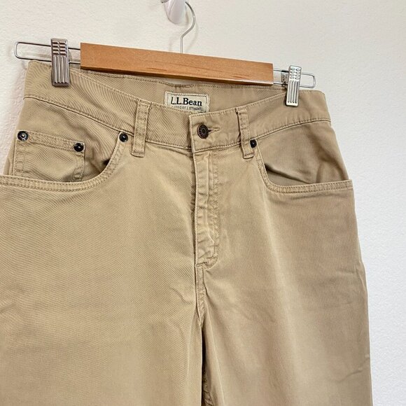 LL Bean womens classic fit/straight pants #277949 khaki size 8 tall - Picture 2 of 6